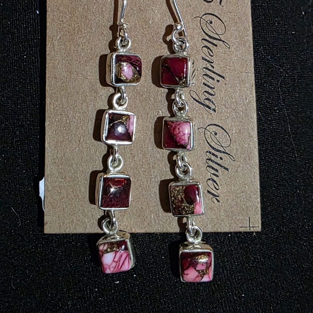 Rose Dahlia Dangle Earrings